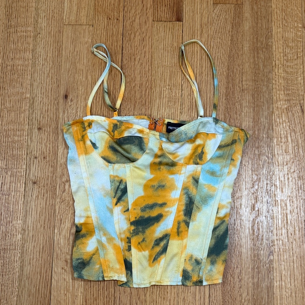 PrettyLittleThing Yellow and Green Camisole Top